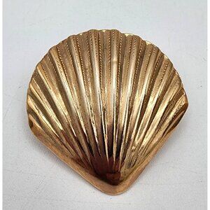 Vintage Gold-Toned Shell Belt Buckle 80s 90s Beach Babe Glamour Miami Vice Vibe